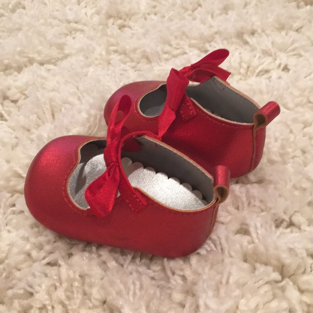Red newborn shoes